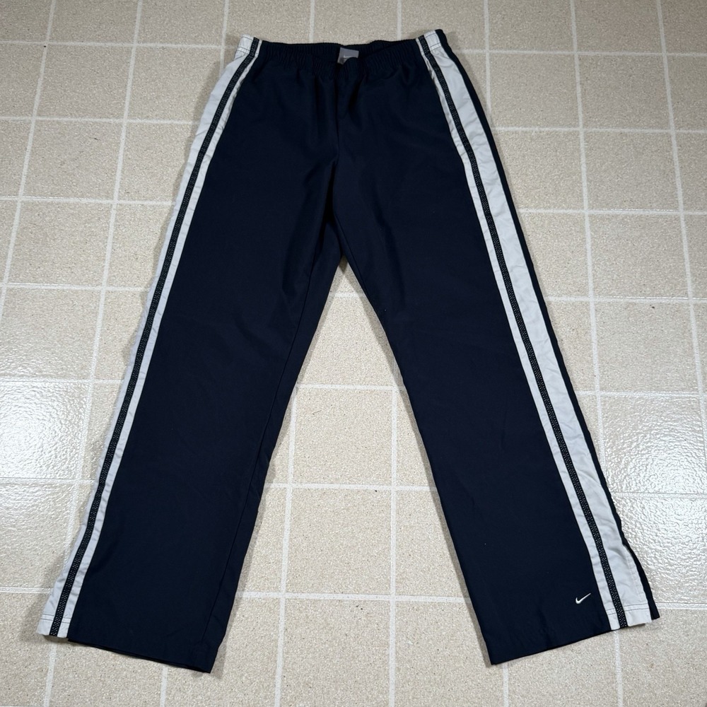 Vintage Y2K Nike Nylon Windbreaker Track Pants Blue Size Small Wide Leg Baggy